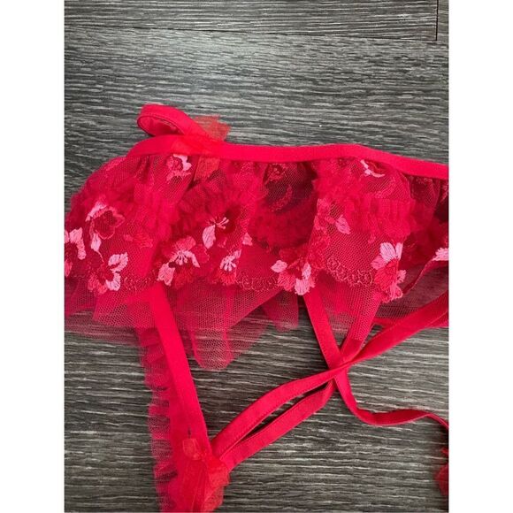 NWT For Love & Lemons Evie Lace Red Garter Belt Size Small - Picture 5 of 5